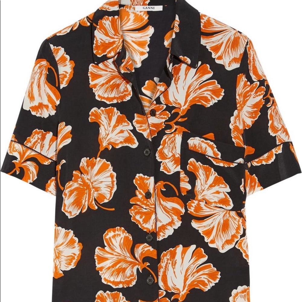 Ganni silk floral shirt